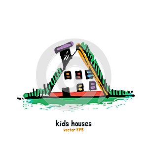 Kids style houses illustration