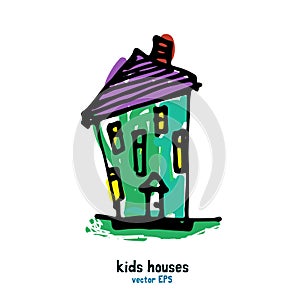 Kids style houses illustration