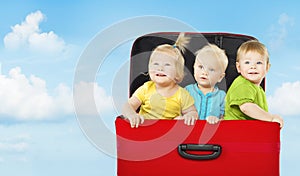 Kids in Suitcase, Three Happy Children Playing