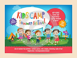 Kids summer camp education poster flyer