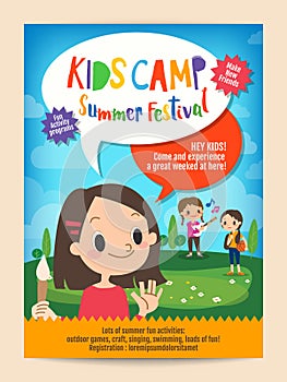 Kids summer camp education poster flyer