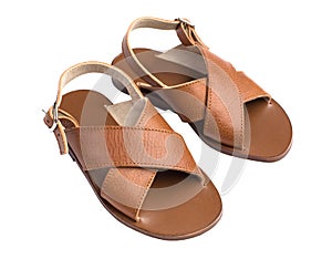 Kids summer leather brown shoes