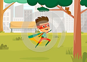 Kids Superheroes Cartoon Colored Concept