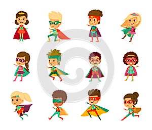 Kids Superheroes Cartoon Icon Set
