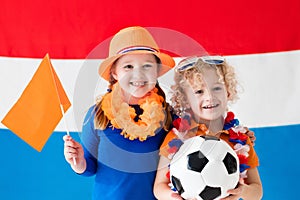 Kids supporting Netherlands football team