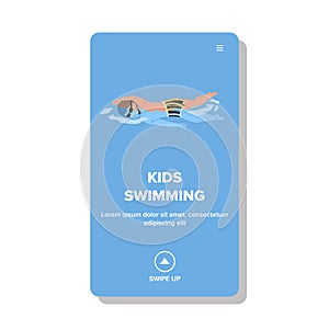 Kids Swimming And Exercising In Waterpool Vector