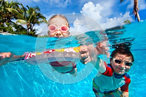 Kids in swimming pool photo