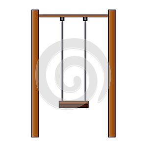 Kids swing vector illustration. empty swing isolated on a white background