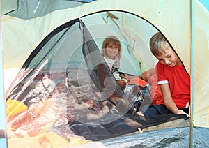 Kids in a tent