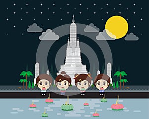 Kids in Thailand with Loy krathong festival