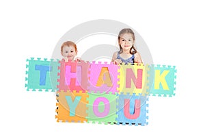 Kids thank you sign photo