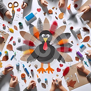 Kids Thanksgiving crafts, Ai generated image