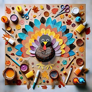 Kids Thanksgiving crafts, Ai generated image