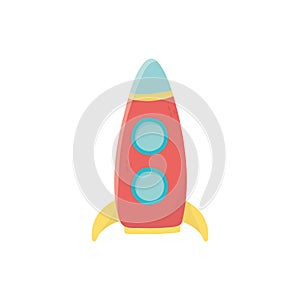 Kids toy, plastic rocket object icon