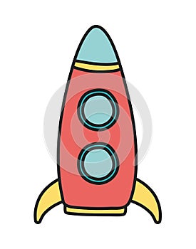 Kids toy, plastic rocket object icon