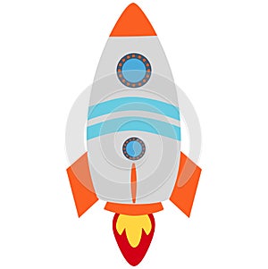 Kids toy, plastic rocket object icon