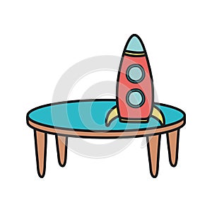 Kids toy, plastic rocket on table toys