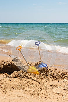 Kids toys on the beach