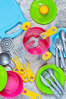 Kids toys. Children`s tableware