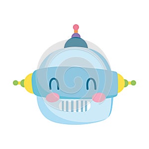 Kids toys robot head cartoon isolated icon design white background