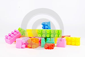 Kids toys on white background