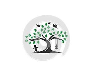 Kids Tree Education Logo Vector Icon Design