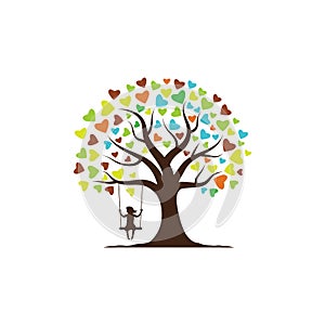 kids tree logo Vector icon design illustration