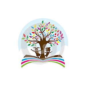 kids tree logo Vector icon design illustration