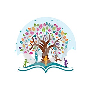 kids tree logo Vector icon design illustration