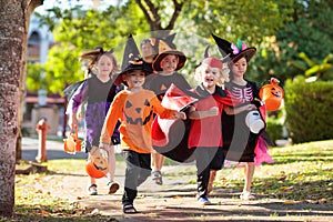 Kids trick or treat. Halloween fun for children