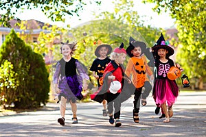 Kids trick or treat. Halloween fun for children