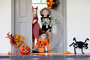 Kids trick or treat. Halloween fun for children