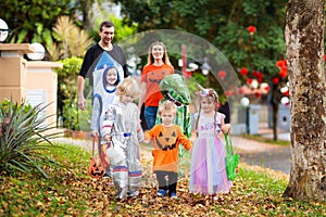 Kids trick or treat. Halloween fun for children