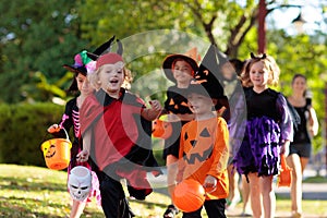 Kids trick or treat. Halloween fun for children