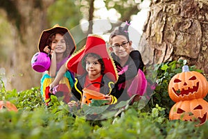 Kids trick or treat. Halloween fun for children