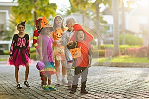 Kids trick or treat. Halloween fun for children