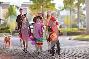 Kids trick or treat. Halloween fun for children