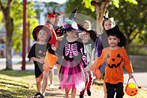 Kids trick or treat. Halloween fun for children