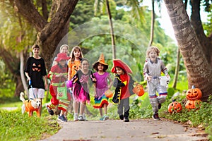 Kids trick or treat. Halloween fun for children