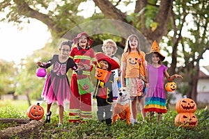 Kids trick or treat. Halloween fun for children