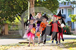 Kids trick or treat. Halloween fun for children photo