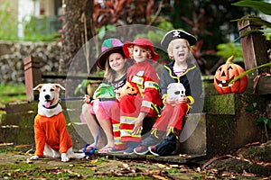 Kids trick or treat. Halloween fun for children