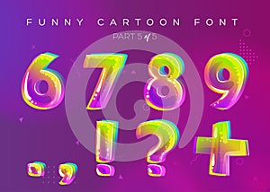 Kids Vector Font in Cartoon Style. Bright and Colorful 3D Letter