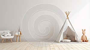 Kids Wall mock up. Kids interior. Scandinavian interior. generative ai