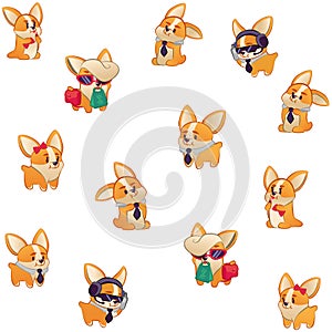 Kids wallpaper. Isolated dogs on white background