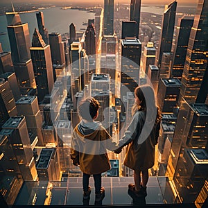 Kids watching the city