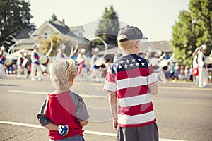 Kids watching an Independence Day Parade