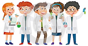 Kids wearing lab coats