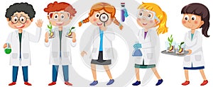 Kids wearing lab coats