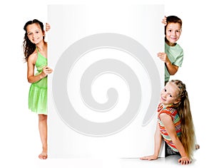 Kids with white banner